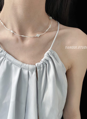 燕归原创冥星四芒星捷克珠锁骨链