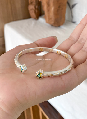 燕归山水画国风足银999轻奢手镯