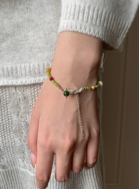 燕归圣诞雪松捷克珠小众手链女