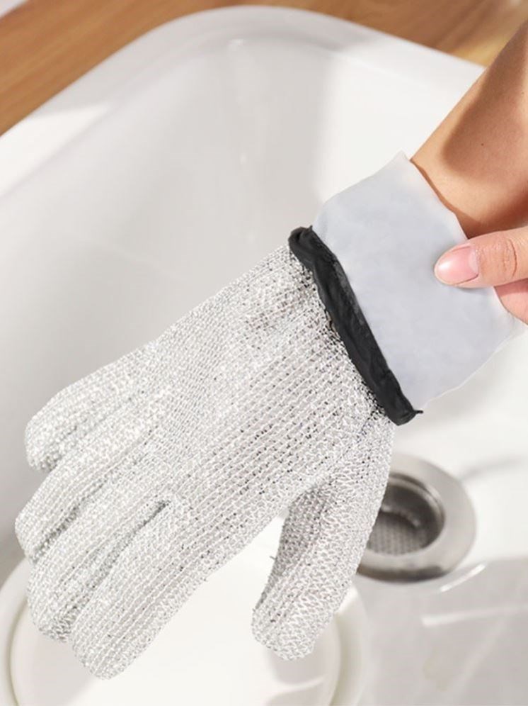 钢丝洗碗手套女家务清洁厨房家用加厚隔热防烫防水秋冬刷碗耐用型 - 图0