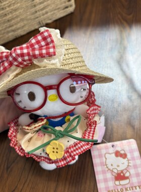 正版kt凯蒂猫helloKitty草帽款公仔玩偶包挂饰钥匙扣饰品配饰玩具