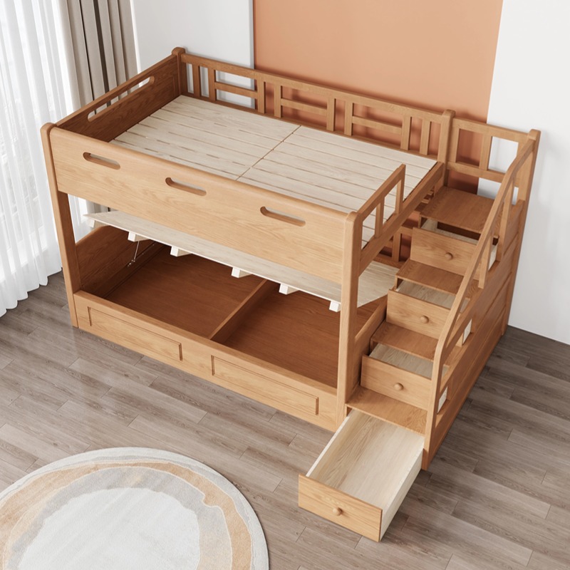 北欧红橡木全实木儿童上下床双层床成人高低床上下铺小户型子母床,淘宝优惠券,粉丝福利购,淘宝优惠卷