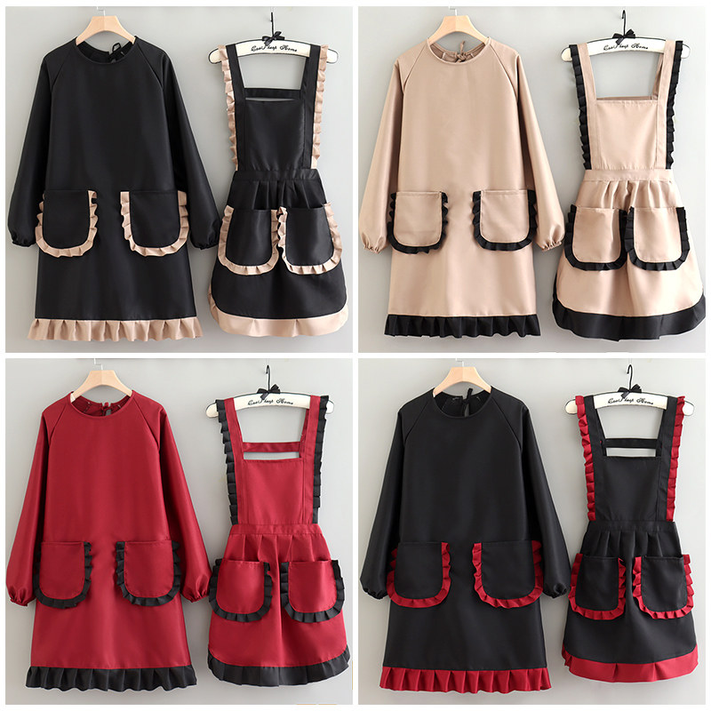 新款围裙长袖厨房家用可爱做饭透气女罩衣工作服定制logo印字,淘宝优惠券,粉丝福利购,淘宝优惠卷