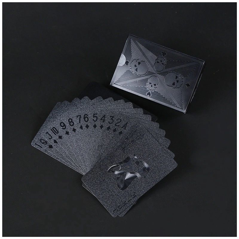 黑色金箔塑料扑克牌实用防水可水洗澳门风云土豪金创意磨砂PETPVC - 图0