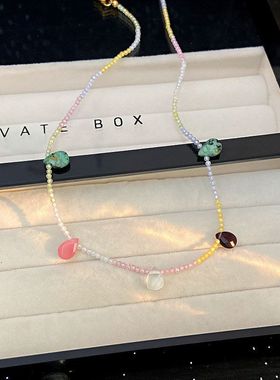 甜美多巴胺彩色串珠项链甜酷辣妹