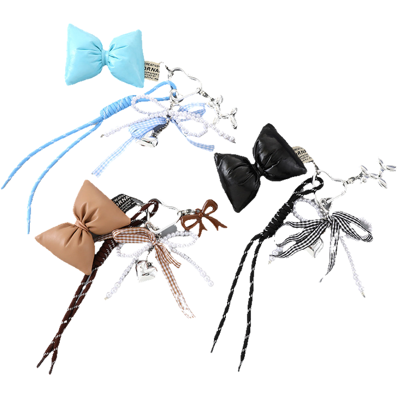 创意新款爱心珍珠蝴蝶结挂件miu系编织绳包包挂饰装饰品手机挂件,淘宝优惠券,粉丝福利购,淘宝优惠卷