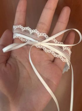 超仙白色蕾丝项圈少女蝴蝶结锁骨