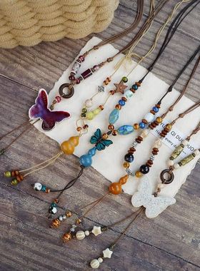 文创热销景德镇陶瓷项链蝴蝶潮流
