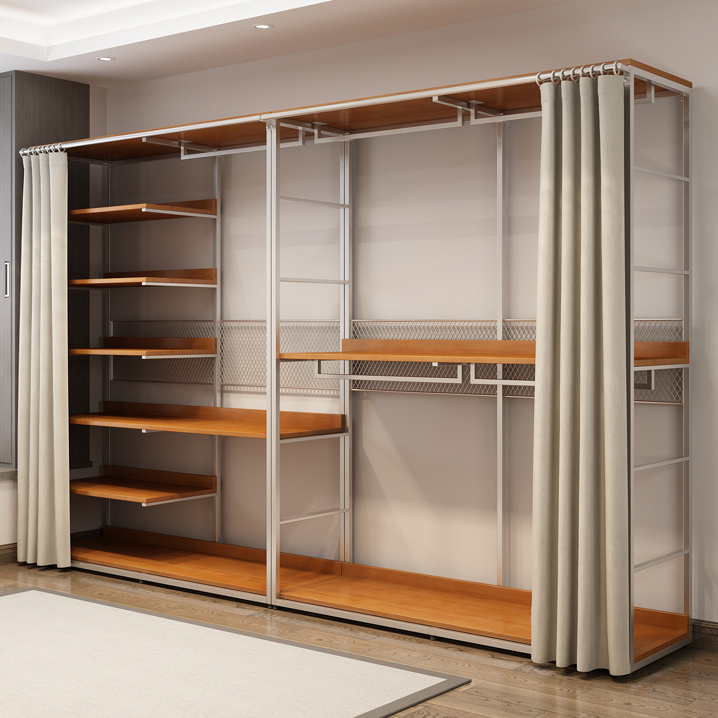 金属衣柜全实木2025新款爆款卧室家用铁艺钢架结构转角定制衣帽间,淘宝优惠券,粉丝福利购,淘宝优惠卷