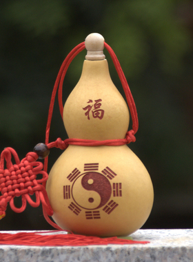 天然开口木葫芦六字真言摆件