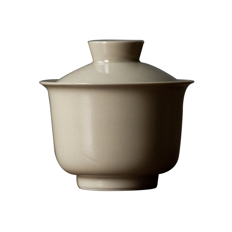 寻心复古草木灰小号盖碗家用陶瓷迷你茶碗中式功夫茶手抓具泡茶碗 - 图0