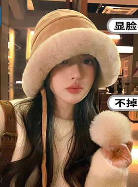 真维斯毛绒帽子渔夫帽新款冬季加厚保暖盆帽防风护耳雷锋东北显脸