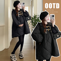 Pregnant Woman Autumn Winter Clothing Coat 2023 New Stylish Ocean Gas Trendy Dolls Collar Long cotton clothes Grand coat