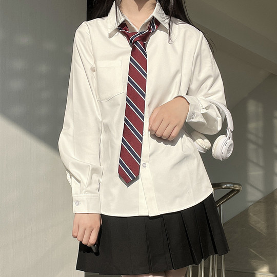 jk衬衫长袖短袖基础款制服套装春秋学院风内搭外套抗皱白色上衣女