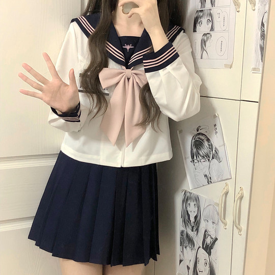 秋柚语【秋柚语】原创正版水手服jk制服校供学院风短袖基础款套装