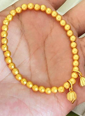 2025匠心古法新中式弹力沙金莲子女士手链圆珠饰两世欢复古