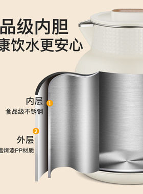 飞雁智能电热水壶双层防烫不锈钢保温电水壶过热保护防干烧1.0升