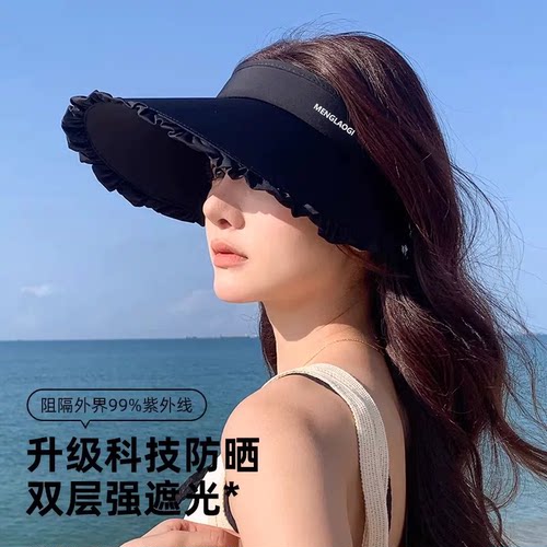 防晒帽空顶帽女2026新款夏季大帽檐户外遮阳帽骑车防紫外线太阳帽 - 图1
