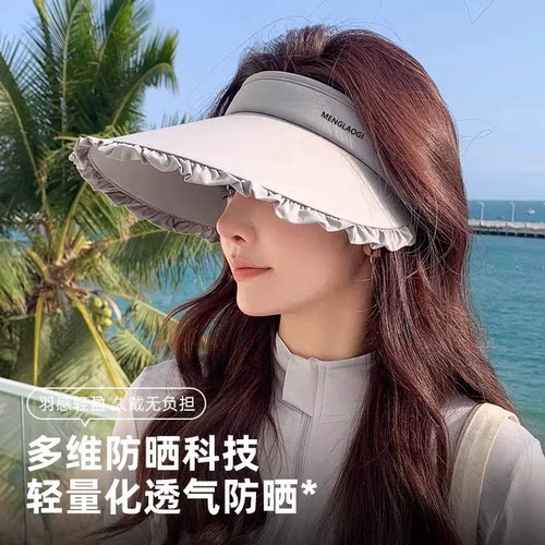 防晒帽空顶帽女2026新款夏季大帽檐户外遮阳帽骑车防紫外线太阳帽 - 图0