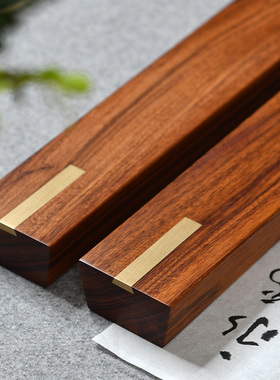 赵北大号书法红木嵌铜镇尺