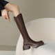 厚底高筒显瘦不过膝长靴女2024新款春秋加绒复古后拉链长筒骑士靴