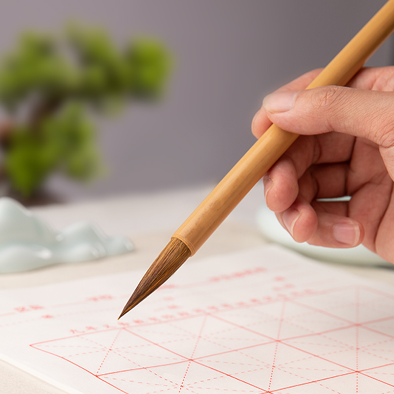 上海市九年义务教育阶段考试专用毛笔写字等级考级专用笔学生入门书法中楷羊毫兼毫狼毫毛笔等级考试专用毛笔-图0