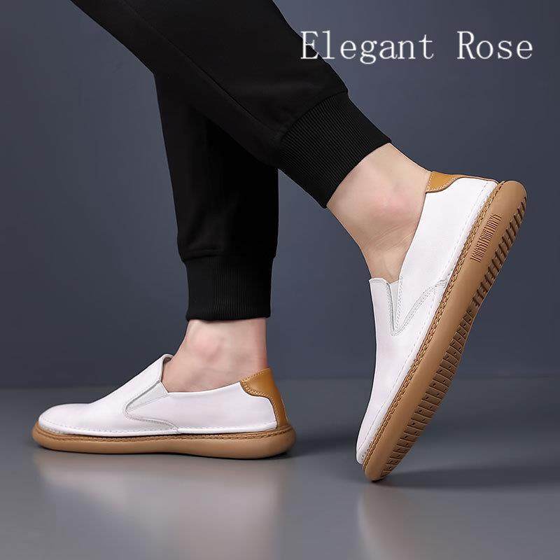 ELEGANT ROSE 男鞋一脚蹬软底休闲鞋牛皮乐福鞋透气百搭豆豆鞋潮,淘宝优惠券,粉丝福利购,淘宝优惠卷