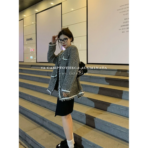 Демисезонная плетеная куртка, в стиле Шанель, изысканный стиль, свободный крой