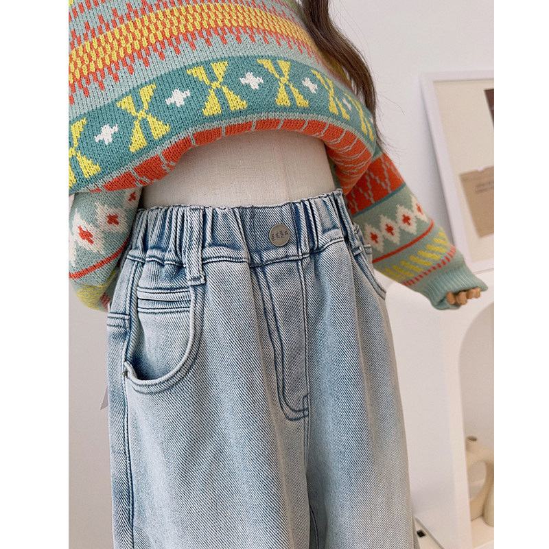 女童加绒牛仔裤秋冬25新款中大童直筒阔腿裤初中生冬季一体绒裤子,淘宝优惠券,粉丝福利购,淘宝优惠卷