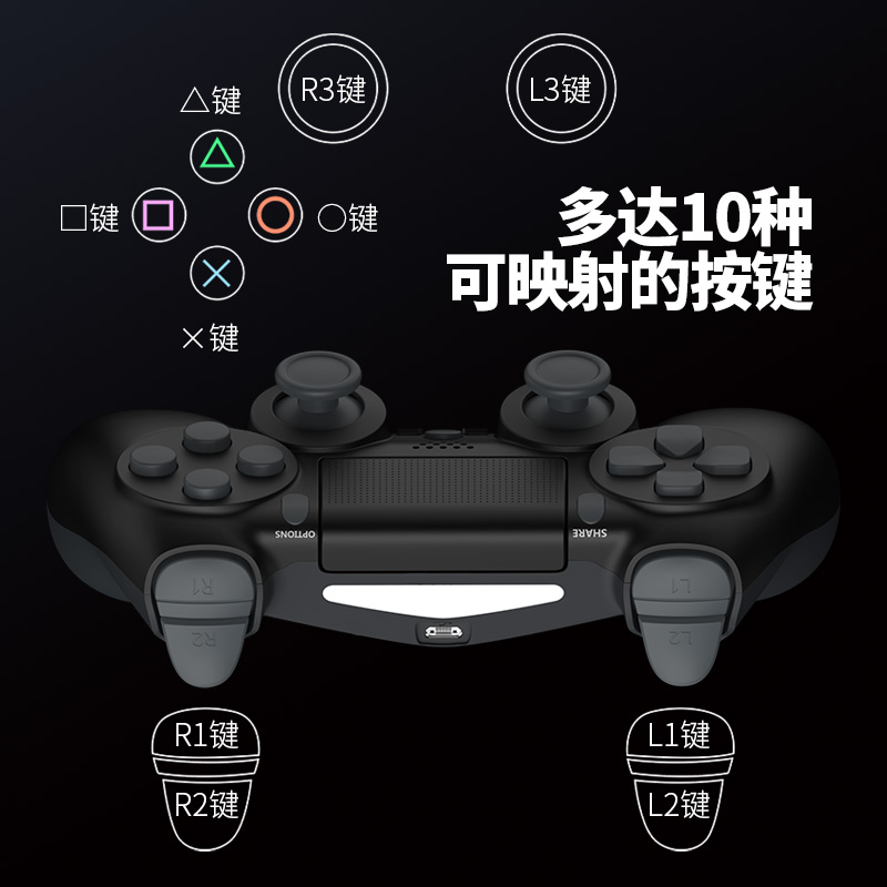 AOLION澳加狮 PS4手柄背键扩展按键适用于PS4手柄可编程自定义映射自动连发背夹侧按键 - 图0