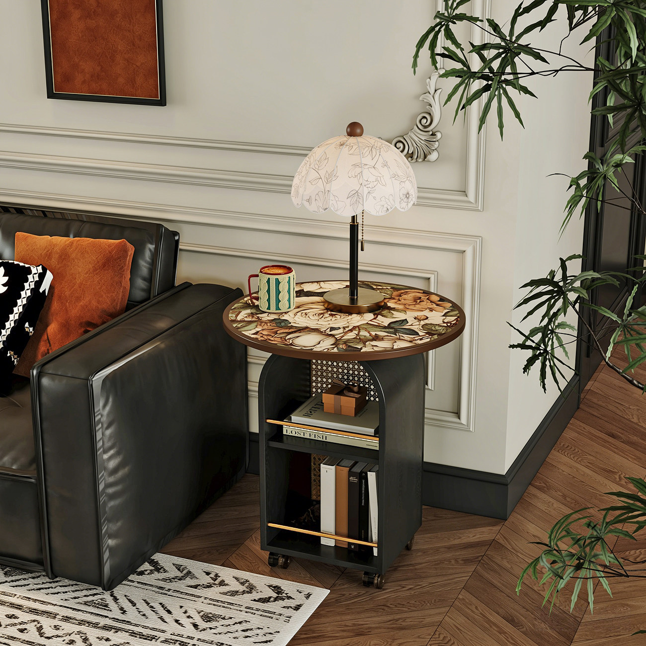 实木彩绘移动边几收纳储藏定制彩绘座面床头柜客厅沙发边柜边几,淘宝优惠券,粉丝福利购,淘宝优惠卷