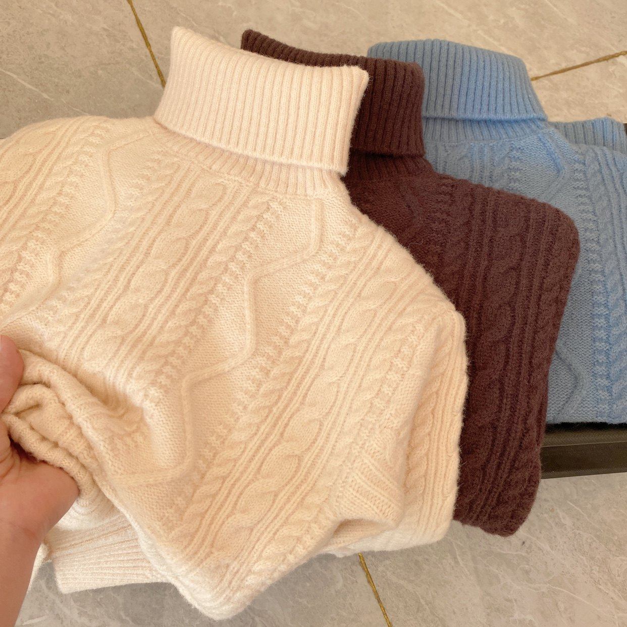 全棉男童毛衣两翻领2025新款秋冬装儿童针织衫女孩高领内搭大童打,淘宝优惠券,粉丝福利购,淘宝优惠卷