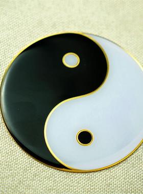 黑白太极手机贴3CM黄铜版阴阳八卦鱼太极8CM家用摆件红绿太极图