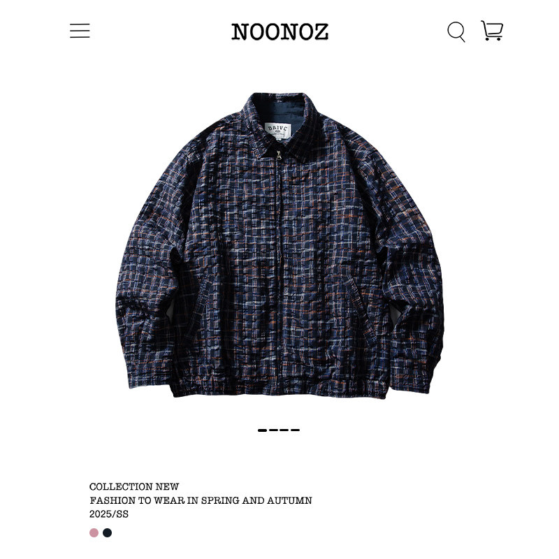 NOONOZ潮牌高级感美式格子肌理感翻领夹克男秋季新款休闲情侣外套,淘宝优惠券,粉丝福利购,淘宝优惠卷