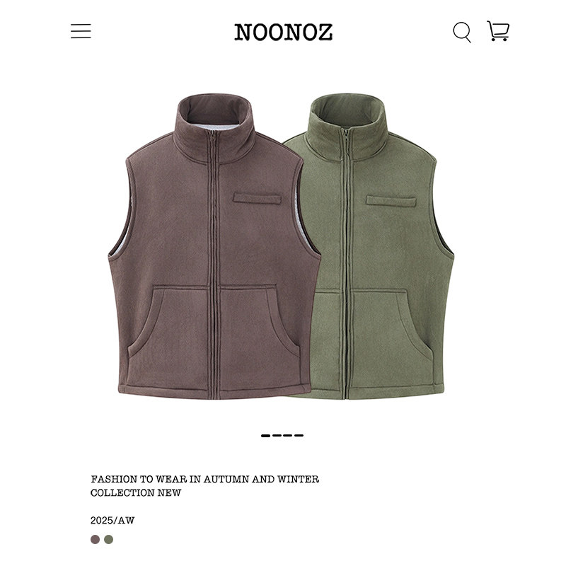 NOONOZ美式复古加绒立领马甲男秋冬中性风潮牌叠穿无袖背心外套,淘宝优惠券,粉丝福利购,淘宝优惠卷