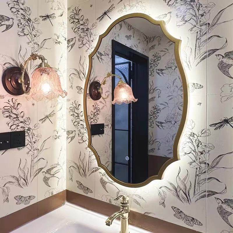 法式复古浴室镜异形卫生间智能镜子中古风壁挂装饰镜卫浴镜黑色,淘宝优惠券,粉丝福利购,淘宝优惠卷