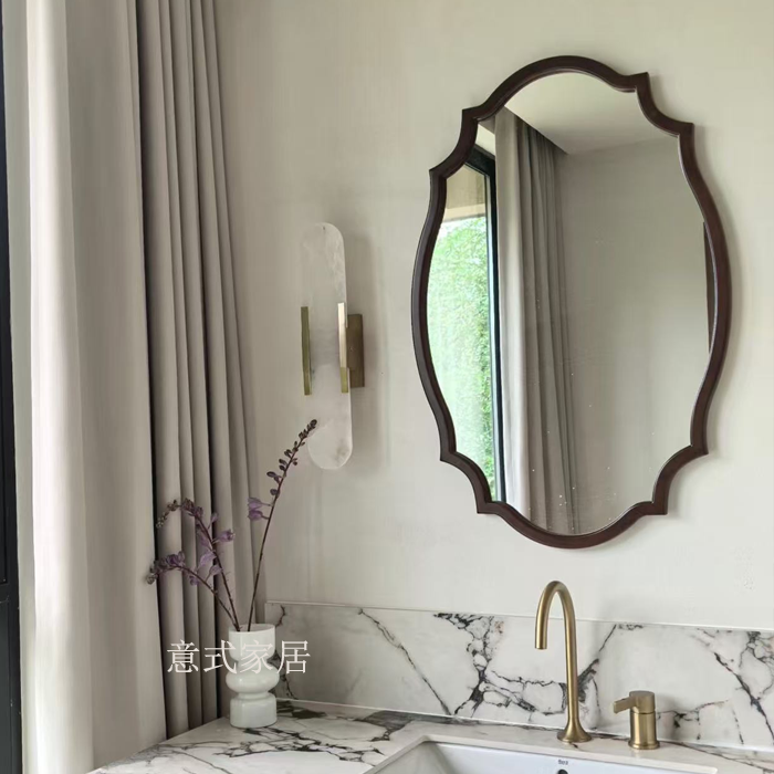 法式复古浴室镜异形卫生间智能镜子中古风壁挂装饰镜卫浴镜黑色,淘宝优惠券,粉丝福利购,淘宝优惠卷