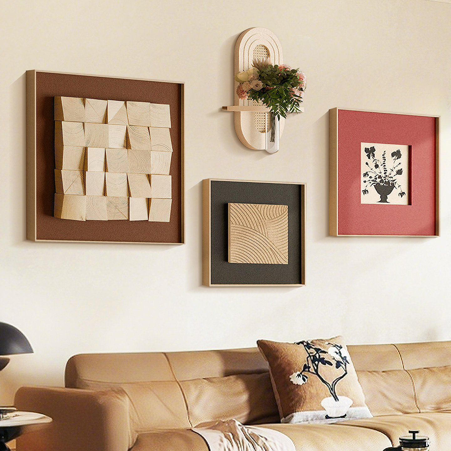 立体实木现代轻奢客厅原木沙发背景墙装饰画砂岩艺术餐厅卧室挂画,淘宝优惠券,粉丝福利购,淘宝优惠卷