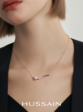 赫生HUSSAIN毛衣链流光曲秋冬轻奢小众纯银珍珠项链锁骨颈链配饰