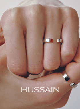 【新品】赫生HUSSAIN引力日常情侣对戒玛瑙开口戒纯银可调节礼物