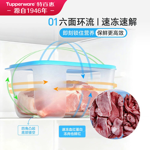 特百惠冷冻饺子盒1.3L食品级冰箱专用不粘连大容量收纳保鲜盒 - 图0