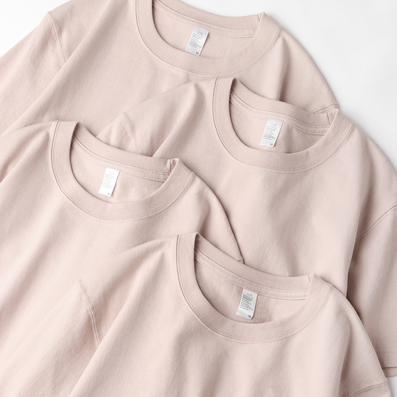 理豆好穿不贵！脏粉色日系200g重磅纯棉短袖t恤女夏季纯色打底衫 - 图2