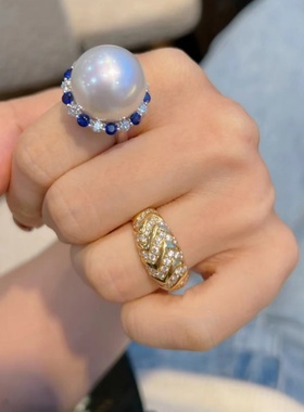 D色莫桑石波光粼粼戒指