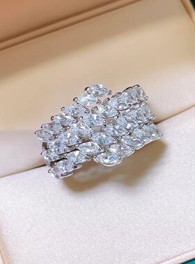 D色莫桑石满钻麦穗排戒