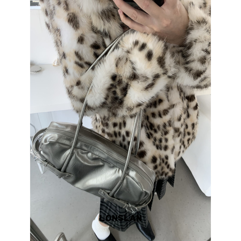 Lonslan BAG 2024WINTER小众设计腋下休闲包银色保龄球枕头包,淘宝优惠券,粉丝福利购,淘宝优惠卷