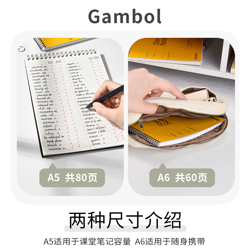 加厚款KOKUYO国誉gambol笔记本上翻线圈本学生便捷英语单词本A6/A5/B5分栏螺旋本口译速记本记事本小本子-图0