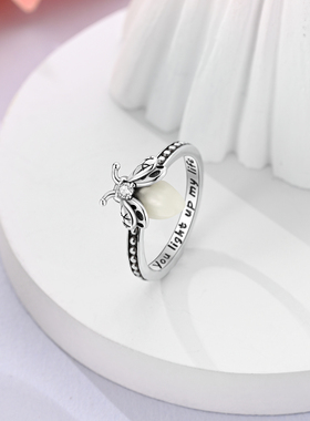 2024新品原创设计铜镀银潘家风格夜光萤火虫戒指昆虫鸟类系列