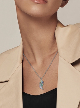 潘家小众设计轻奢波西米亚风彩锆羽毛项链铜镀S925银2024原创新款