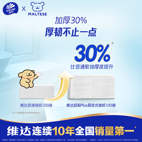 维达线条小狗喵喵款悬挂式抽纸超韧M码加厚家用餐巾 - 图0