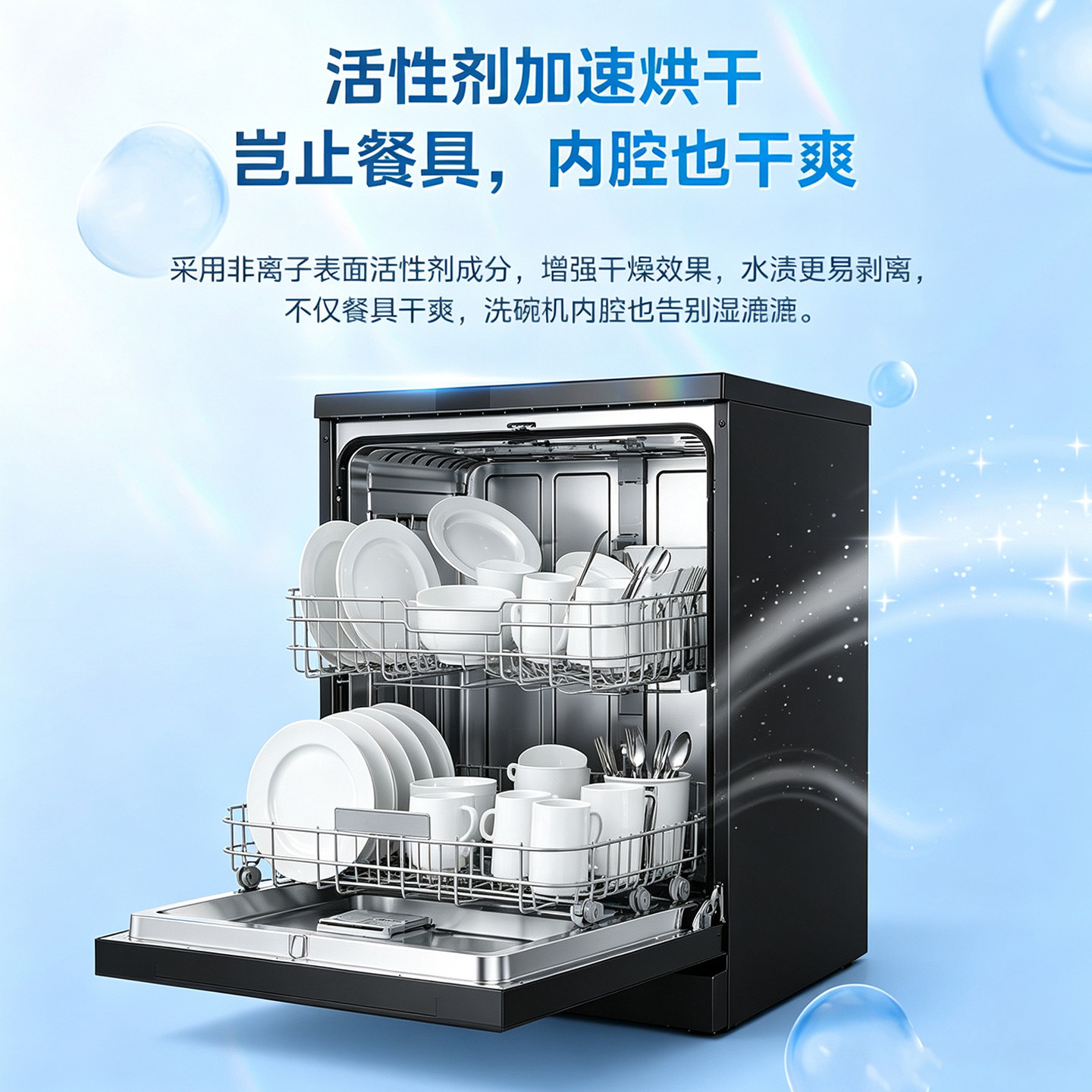 Dishwasher rinse aid set three-in-one consumables